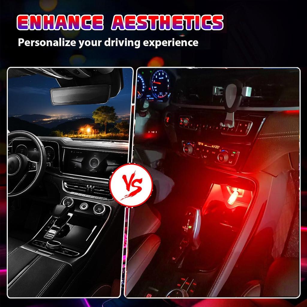 2PCS Car USB Night Lights, Touch Dimmable Vehicle Interior Ambient Lamp, Portable Retro Glass LED Light for Auto Decorations, Bedroom, Office,