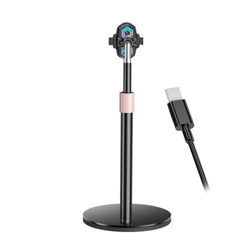 

360 Rotating Semiconductor Cooling Phone Holder for 4.5-7in Devices Clamp Type Desktop Stand Holder Height Adjustable 1