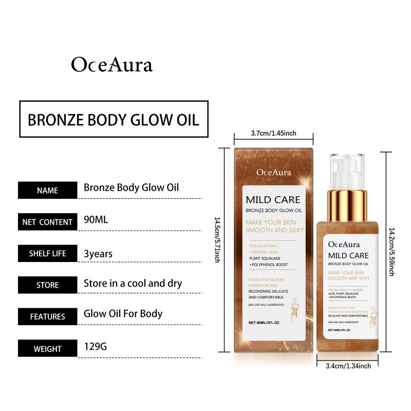 Body Shimmer Oil Bronze Body Shimmer Glow Waterproof Smooth Highlight Silky Not Clog Pore Brighten Makeup Shine For Party