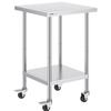 Stainless Steel Work Table Commercial Prep Table 24x24 Inch With 4 Casters