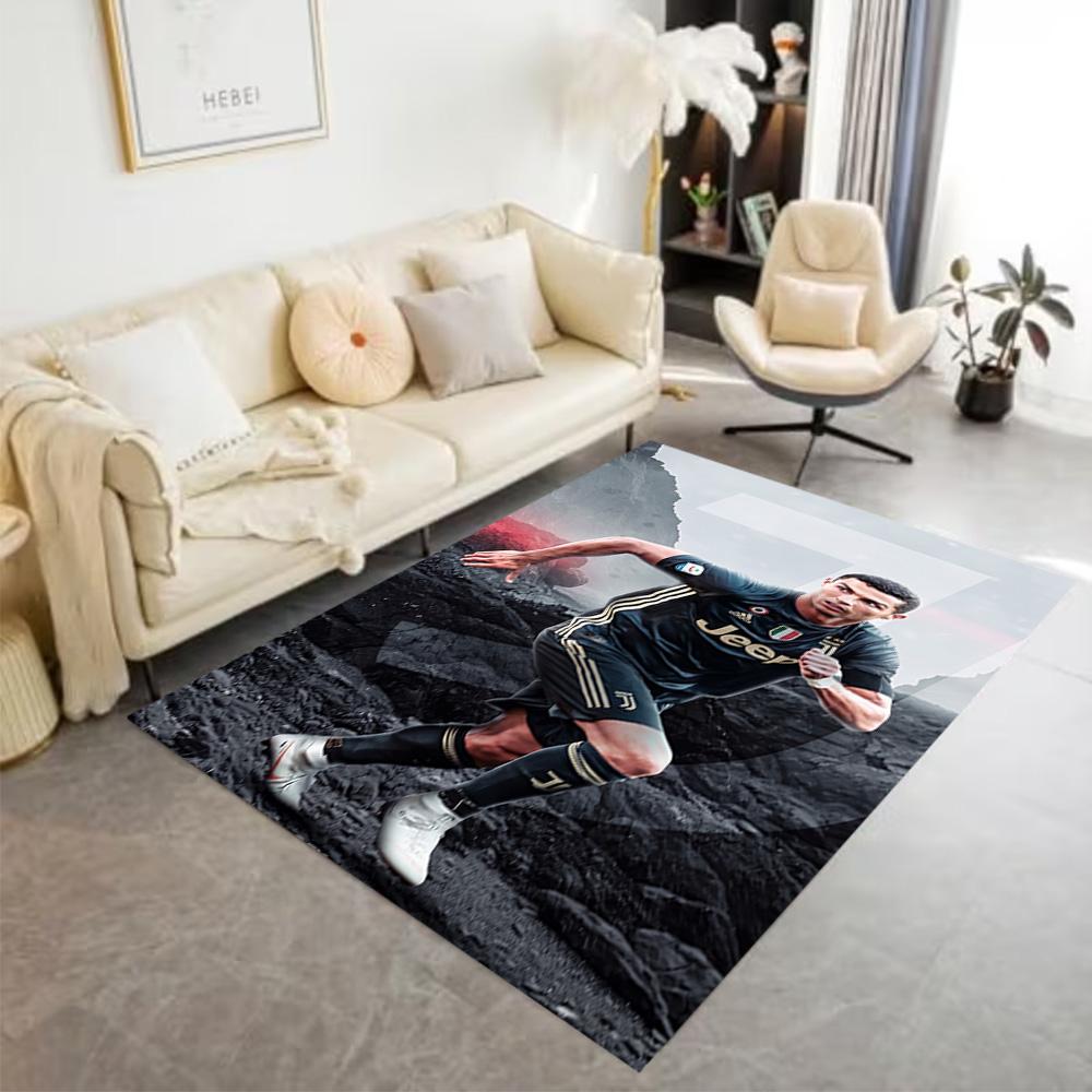 Cristiano Ronaldo Soccer Action Floor Mat Suitable for Dormitory Dining Room Living Rooms Study Room Anti-slip Rug Office Home Decor Best for Christma