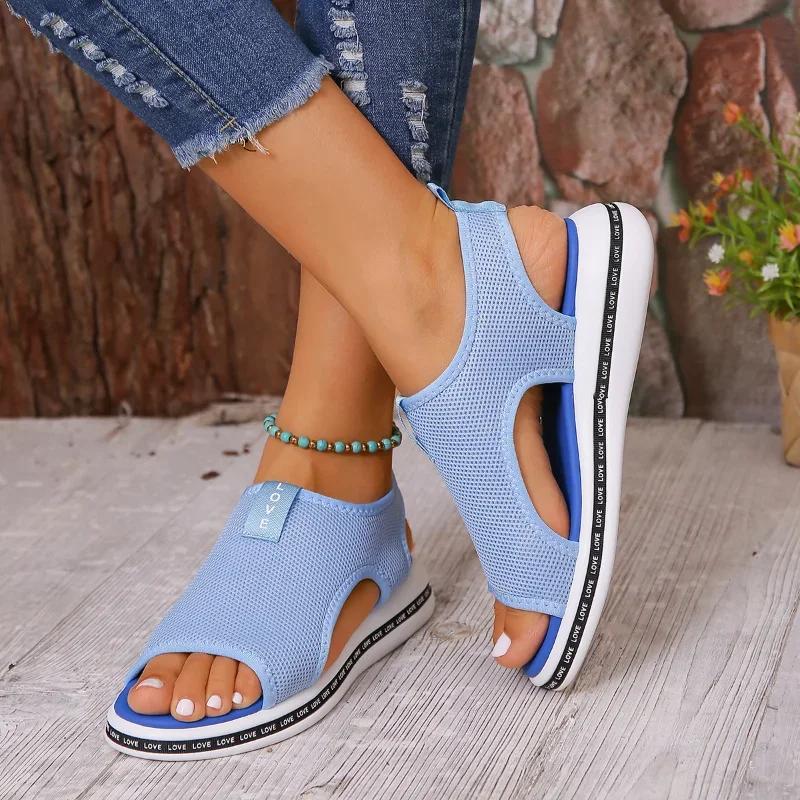 Kvinne Elastisk Strikk Casual Sandaler Sko Sommer Kvinne Kiler Plattform Sandaler Strand Sport Pluss Størrelse 43 Sandalias Mujer