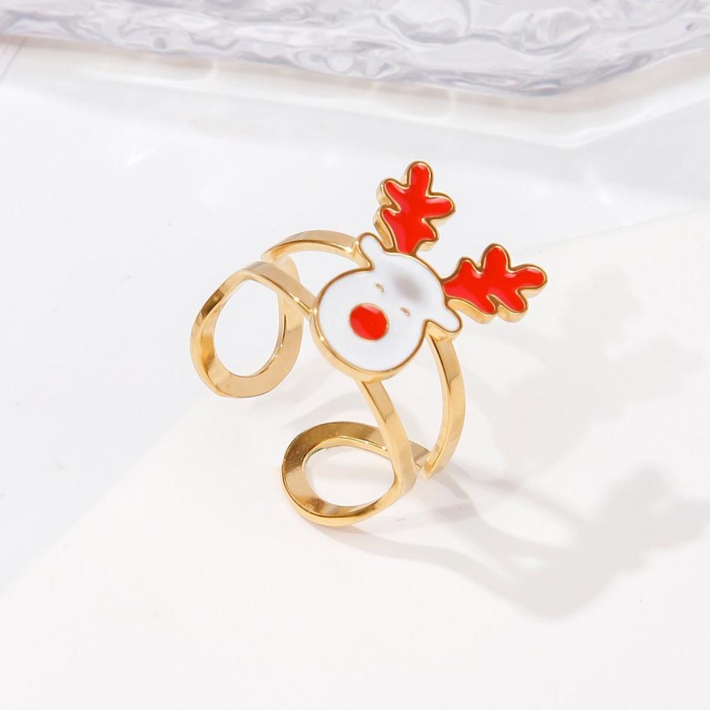 Trendy Open Monster Stainless Steel Ring: European & American Style for Halloween & Christmas