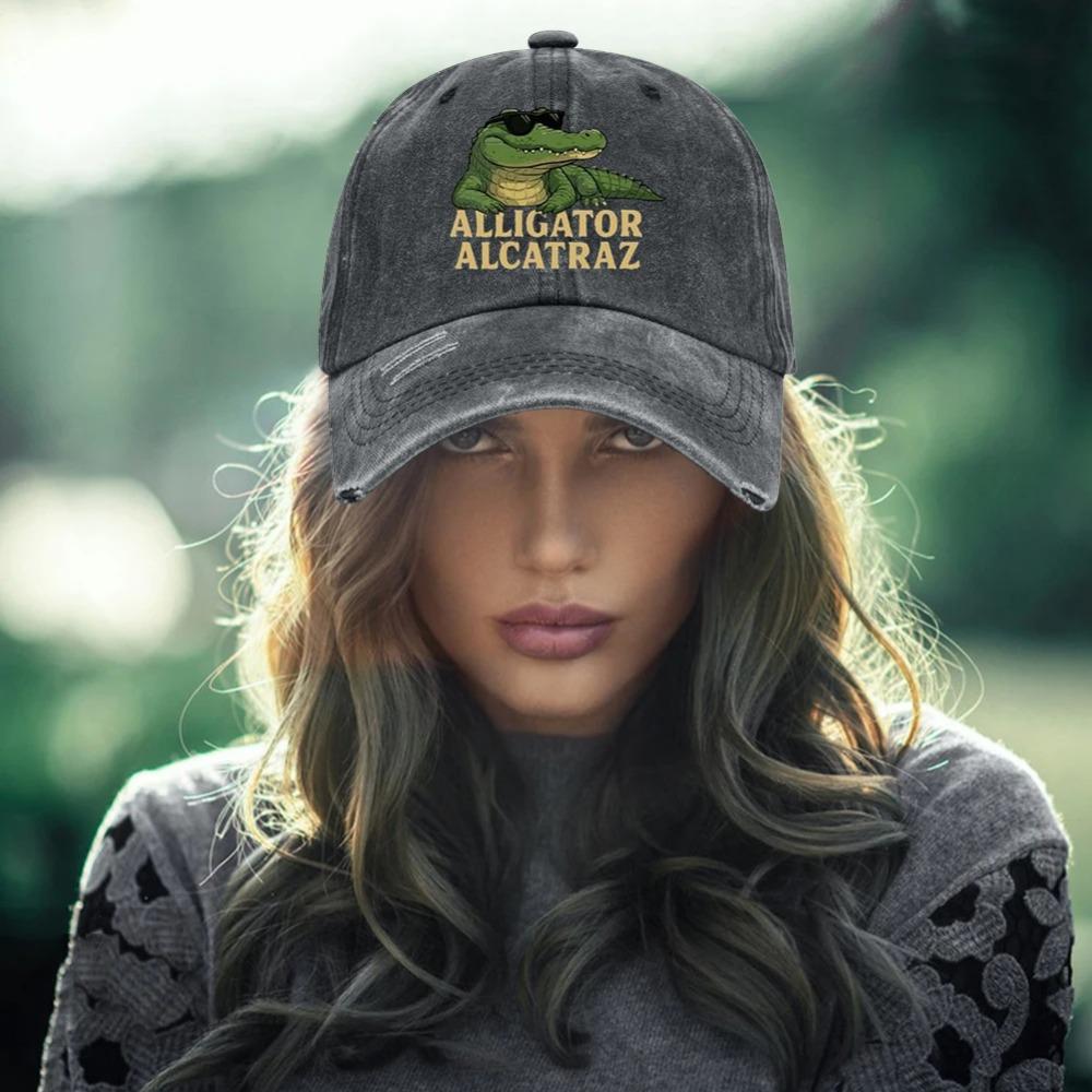 Washed Cotton Baseball Cap Breathable Alligator Dad Hat Comfortable Fashion Golf Hat Adjustable for Outdoor Sports