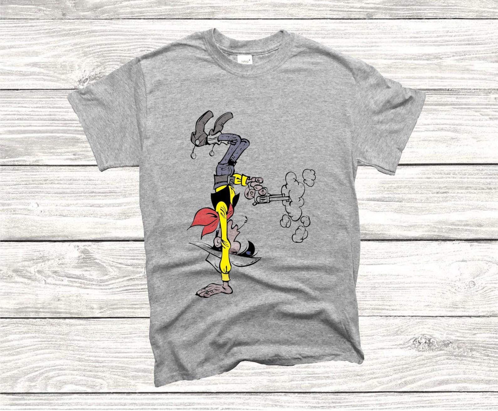 Lucky Luke Shooting Skills Cowboy T shirt, Funny Vintage Western Animation, Kid s Birthday Gift S
