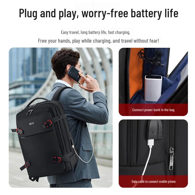 WIERSAAM Men's Business Travel Expandable Laptop Backpack