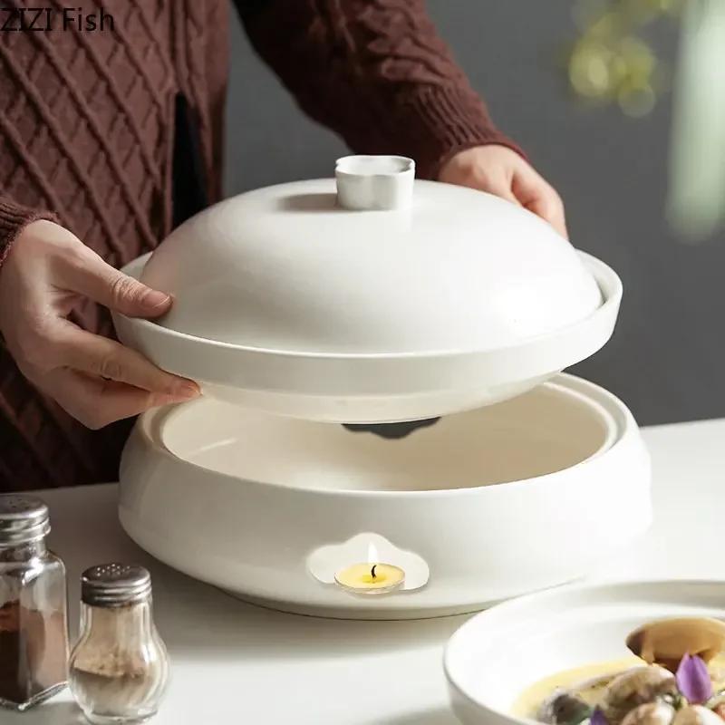 

Creative Insulated Plate Chinese Restaurant Main Dish Dish Soup Steak Plate Home Kitchen White Tableware Heatable Ceramic Plate