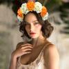 Rose Flower Bohemian Headband Women Bride Floral Wreath Head Hoop Hair Accessories Wedding Festival Mexican Party Decoration