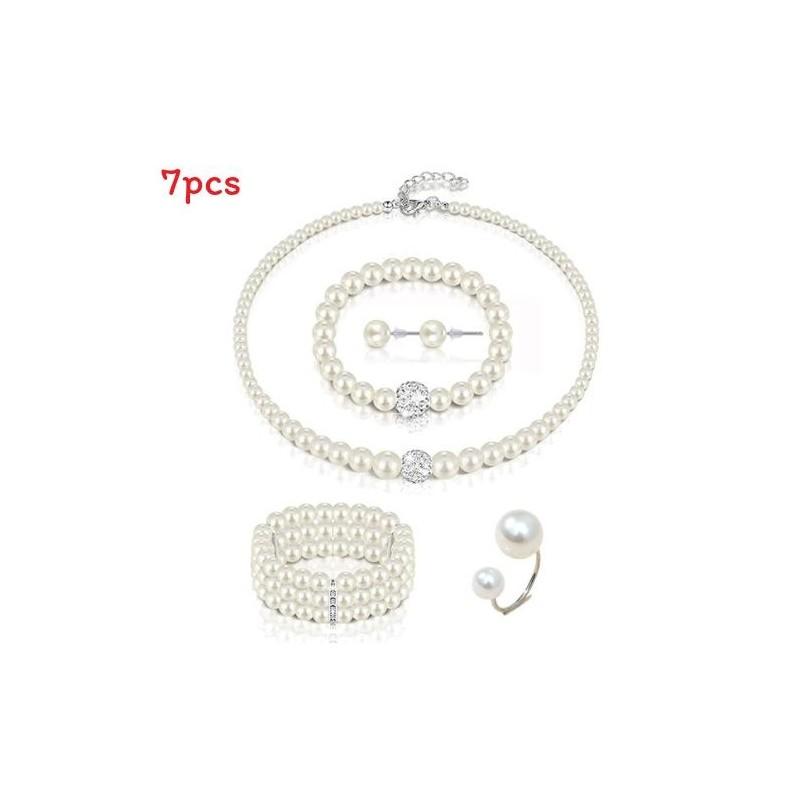 

Artificial Pearl Jewelry Set For Women With Heart Water Drop And Bell Designs For Elegant Occasions Set2