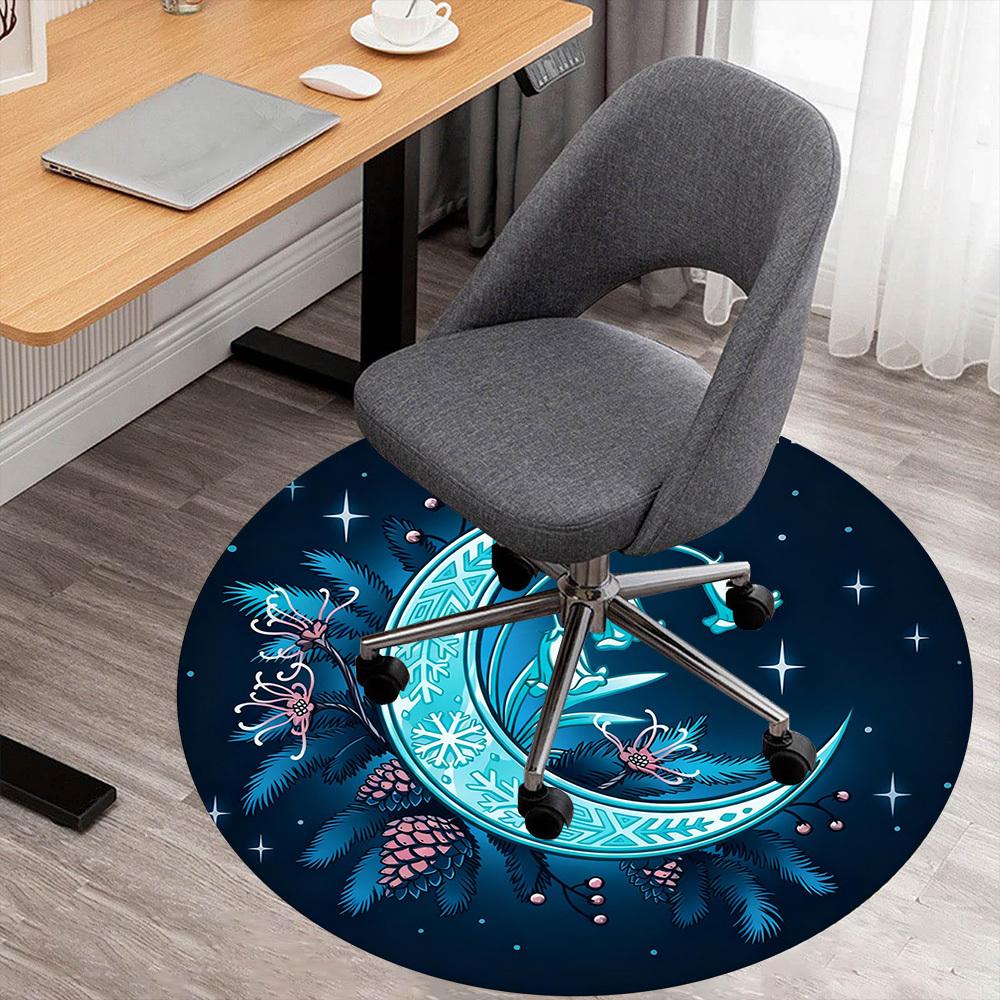 

1pc Moon Night Round Chair mat office Area Rug - Non-Slip, Floor Mat for Office, Bedroom, Ideal home decor gift p0105013 80cm