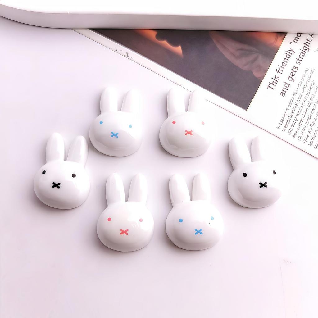 Glossy Cute Rabbit Resin Accessories for DIY Hair Clips, Phone Cases, Crocs, and Keys