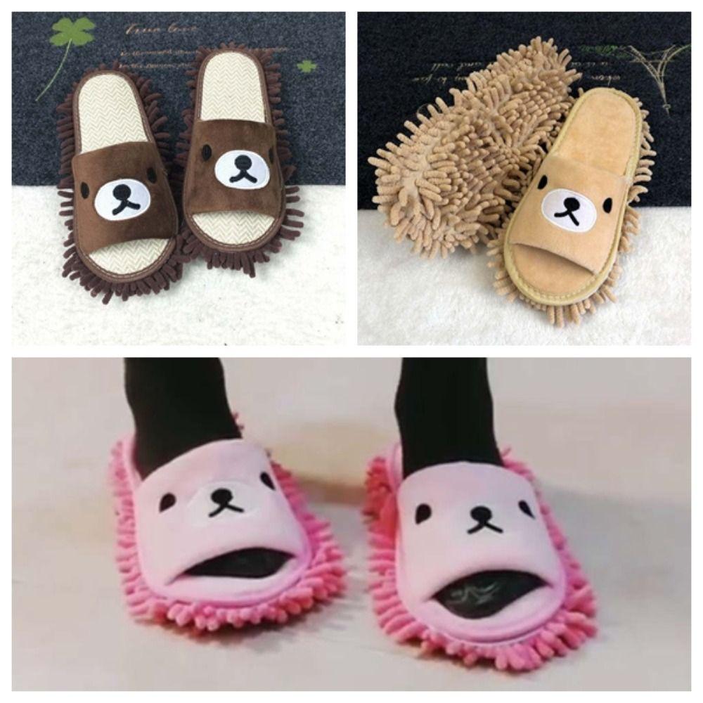 Thickened Detachable Cotton Shoes Anti-slip Microfiber Slippers Mopping  Wooden Floor