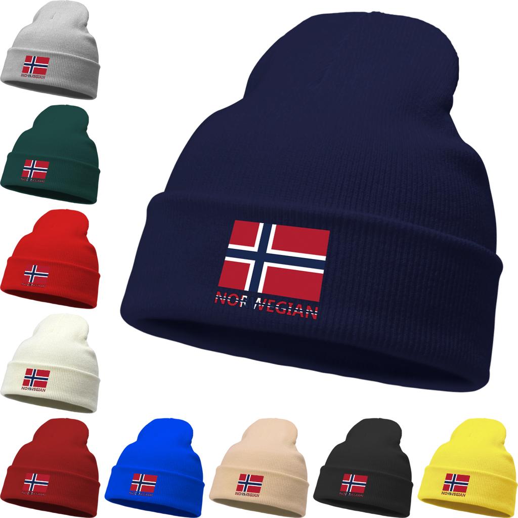 Norvegian Flag Print Winter Hats Unisex Knit Hat Beanie Winter Hat for Women Solid Casual Knitted beaniesPerfect For Urban Style