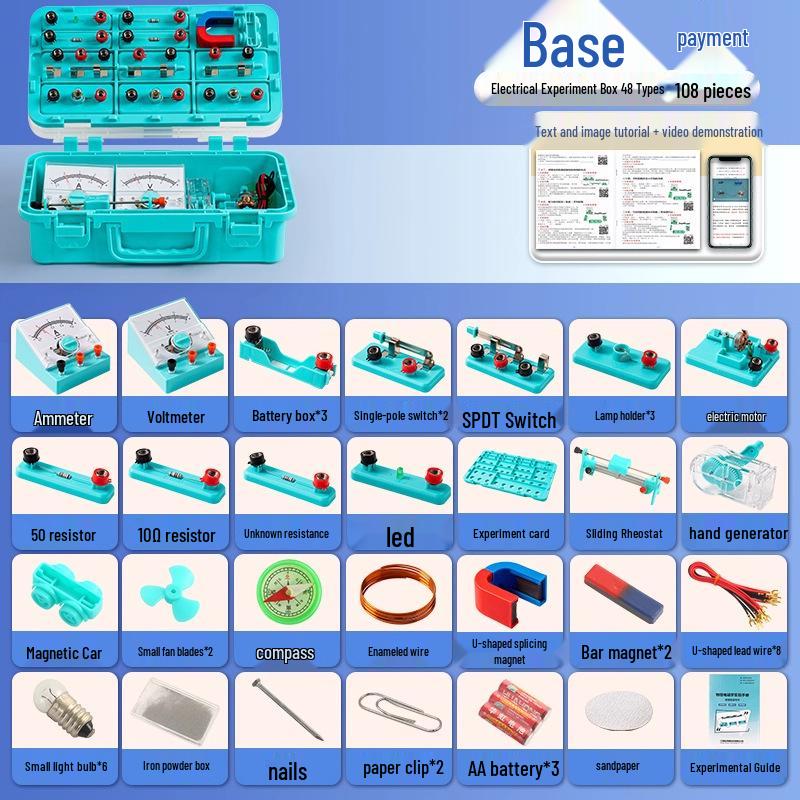 Middle School Physics Electricity Experiment Kit: Electromagnetism, Circuit Series, Parallel Teaching Edition