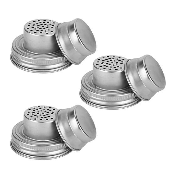 Mason Jar Shaker Lids Stainless Steel Seasoning Shaker Tops for Sugar
