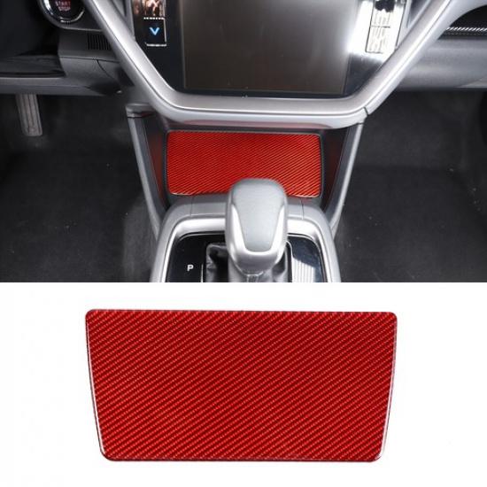 Red Carbon Fiber Center Storage Slot Mat Trim Sticker For Subaru Crosstrek 23-24