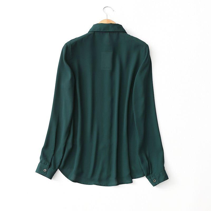 Export Export Three Standard Qi Minimalist Easiest for Match Fancy Pure Color Customer Supply Long Sleeves Chiffon Shirt Female Large Sizes Availiable