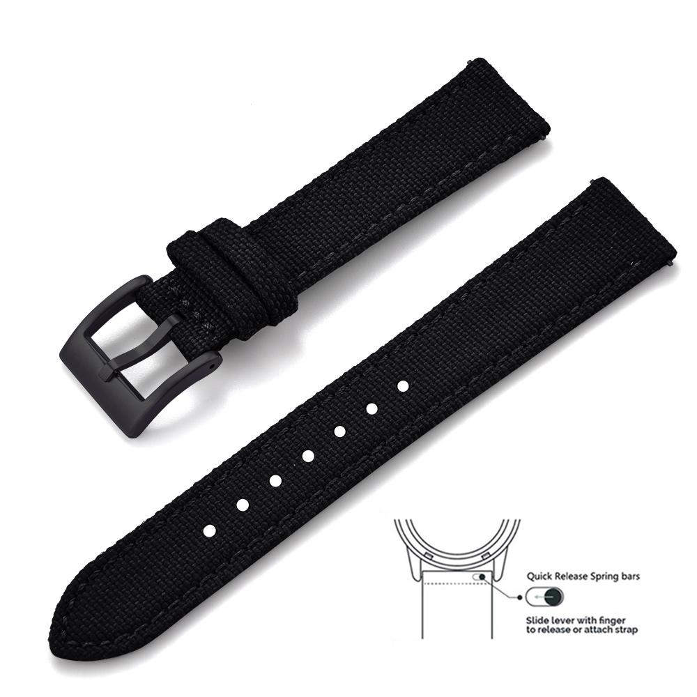 2025 Novo Pulseira de Lona de Nylon de Liberação Rápida de 18/20/22mm Para Samsung Galaxy Watch Huawei GT4 Pulseira de Couro Militar Vintage