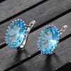 Women Elegant Blue Earring Exquisite All-match Zircon Ear Studs