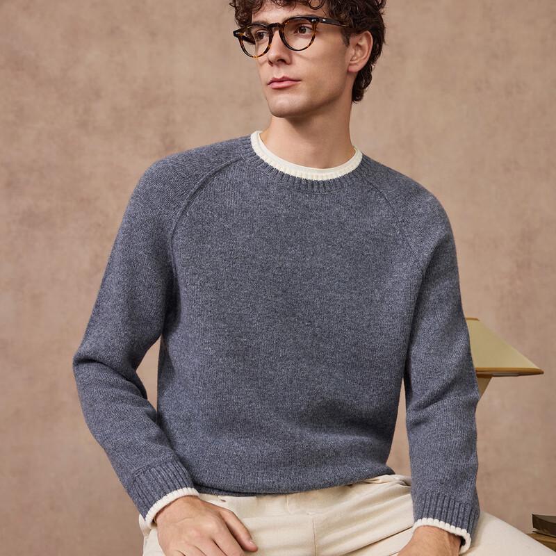 

Zhuangji Men s 465g Pure Wool Round Neck Raglan Sweater 2XL