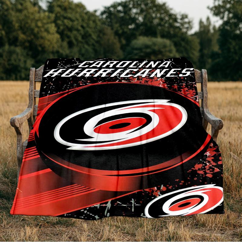 Carolina Hockey Logo Blanket Flannel Throw for Sofa, Indoor, Camping, Living Room, Office, Chair, And Bed Soft Birthday Gift