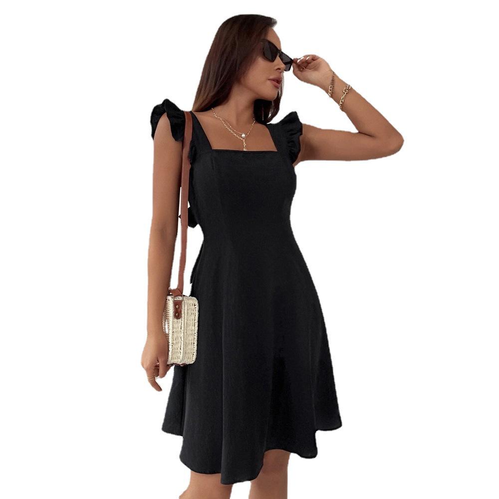 2024 Cross-Border European & American Women's Pastoral Style Suspender Dress: Short, Sweet, Versatile for Commute, Vacation, or Beach.
