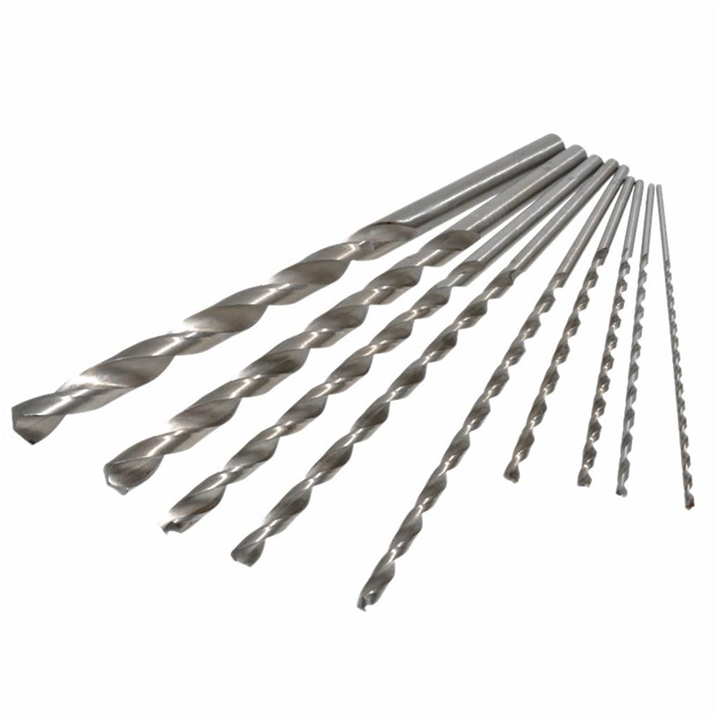 Multiple materials Round Shank Diameter High-speed Steel Straight Shank Long Sturdy Wear-resistant Twist Drill Set 9Pcs