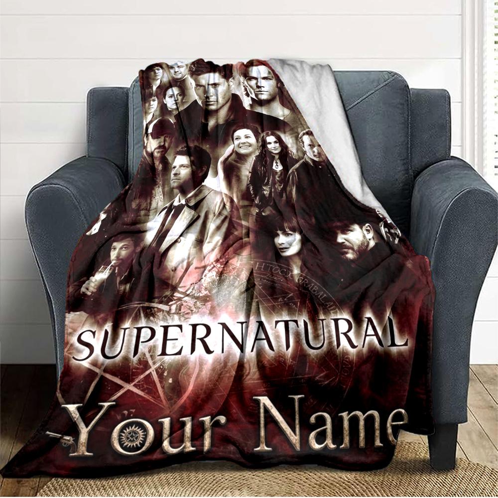 Name Custom Supernatural Print Flannel Blanket High Quality Warm Comfortable Cover for All Seasons Perfect for Gifts Home Decor