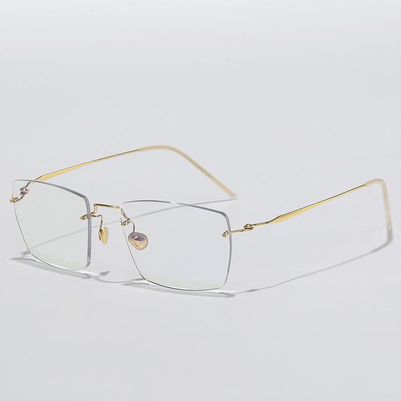 Rimless Titanium Alloy Unisex Glasses: Retro Light Luxury Frame for a High-End Feel
