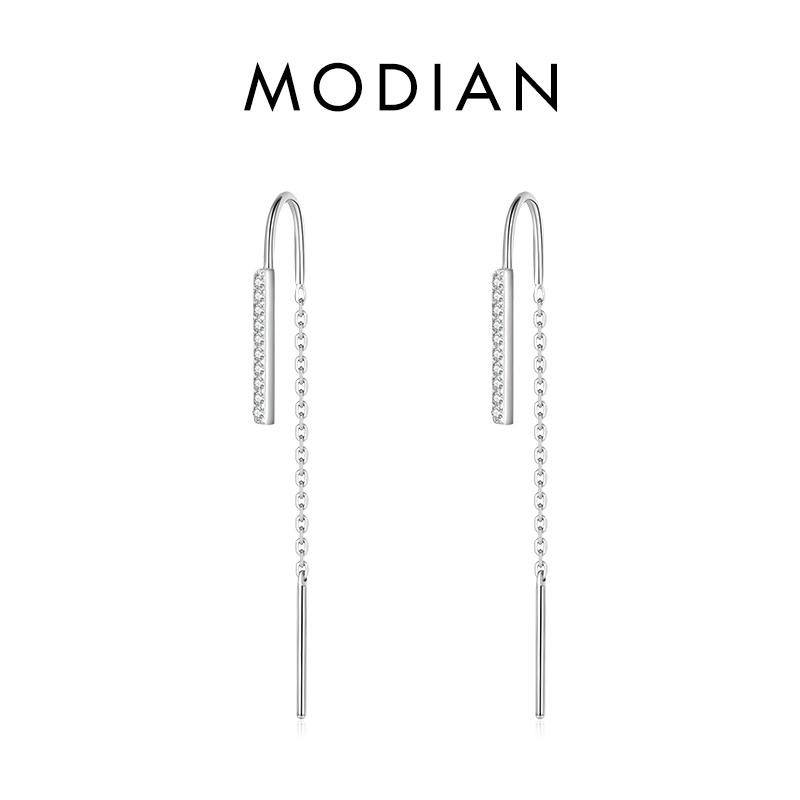 

Модиан геометрические серьги длинные серьги-капли с кисточками для женщин стерлингового серебра 925 пробы Свадебные украшения для помолвки серебряный