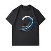Men's 100% Cotton Crew Neck Short Sleeve T-Shirt, Cool Surfing Big Wave Surfer Graphic Print Casual Daily Wear Breathable Soft Summer Tee Top for Spor