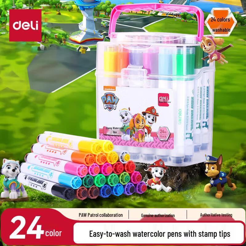Deli Paw Patrol Washable Stamp Head Watercolor Pen Set for Kids