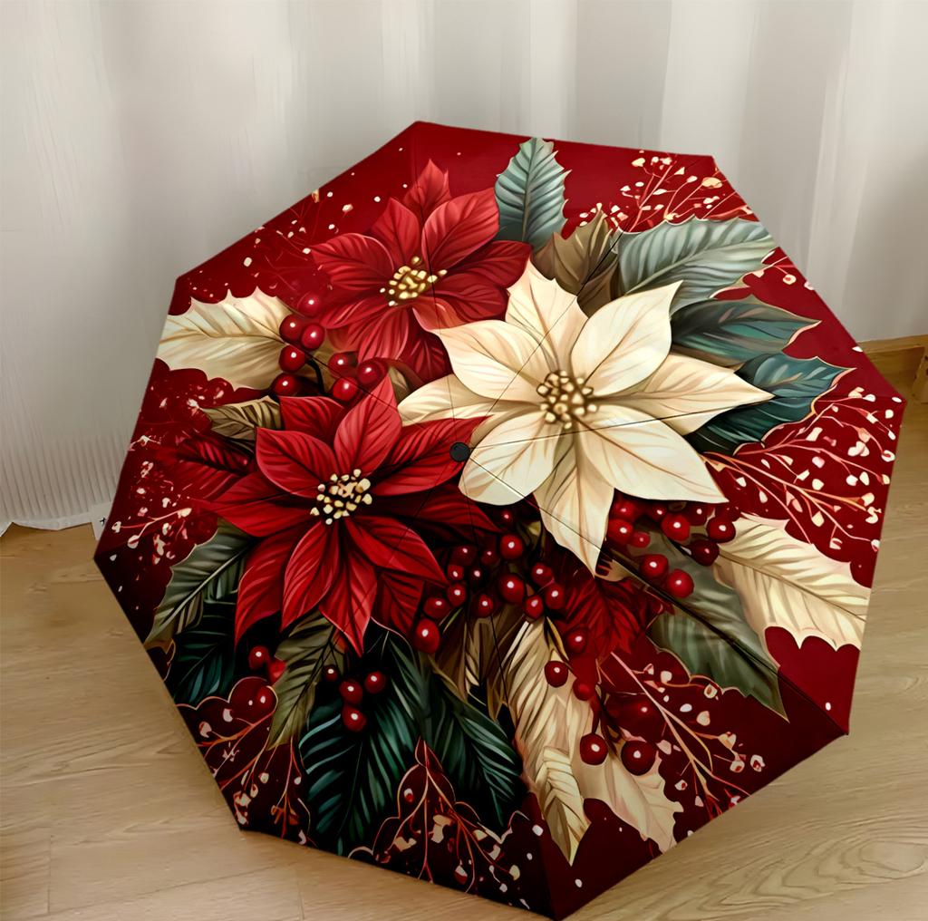 Weihnachts-Magie-Nacht Kompakter Reise-Automatikschirm Kompakt & Langlebig 8-Rippen-Design Stabile Konstruktion Reise-Essential Mode-Liebhaber