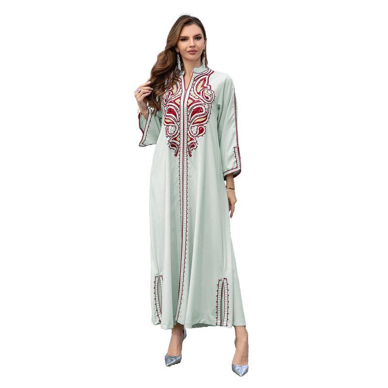 2024 Middle East Turkish Indonesian Robe Women's Cross-Border Evening Dress Embroider Dress Evening Dress