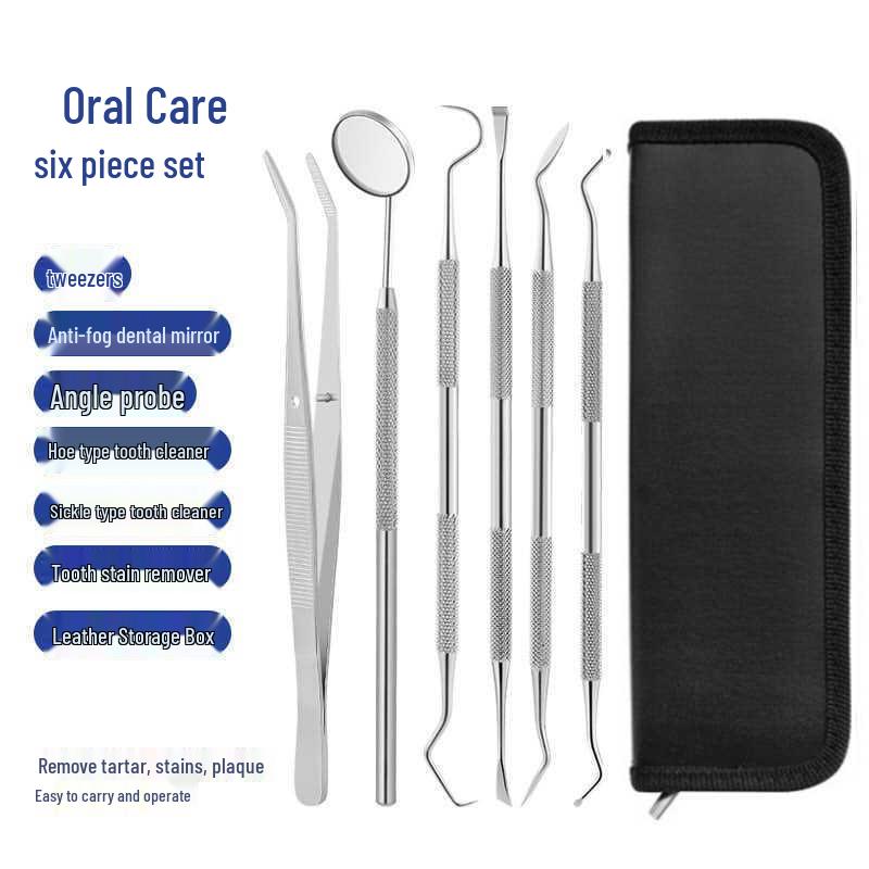 Dental Tool Set: Teeth Cleaner, Tweezers, Mouth Mirror & Probe for Oral Care
