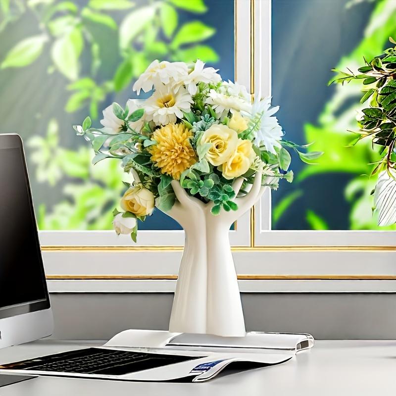 White Ceramic Handmade Vase - Exquisite Home Decor, Artistic Flower Arrangement Vase for Living Room or Tabletop Display