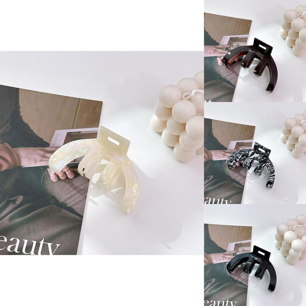 Vintage Acetate Arc Half Moon Hair Claw Clip Elegant Accessory For Women In Black And Caramel