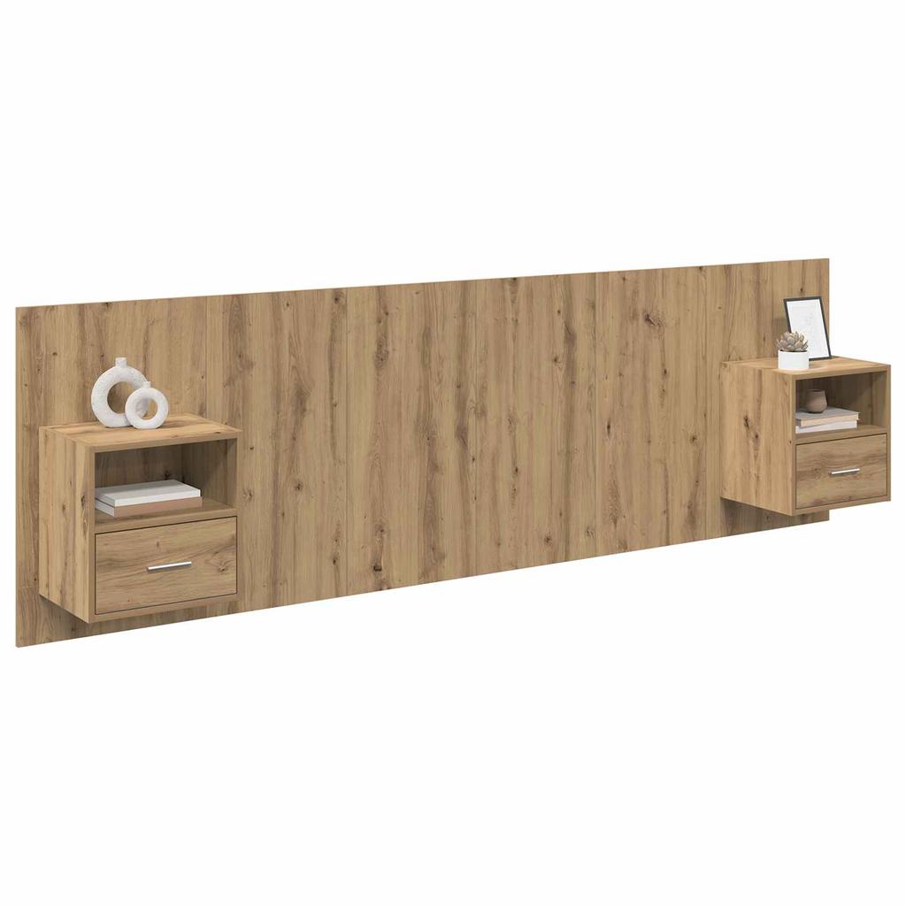 Headboard with Cabinets 3 pcs Artisan Oak Wood Based Material