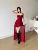 Women's Summer Mesh Strappy Dress - Waist-Cinching, Slimming, Irregular Hem