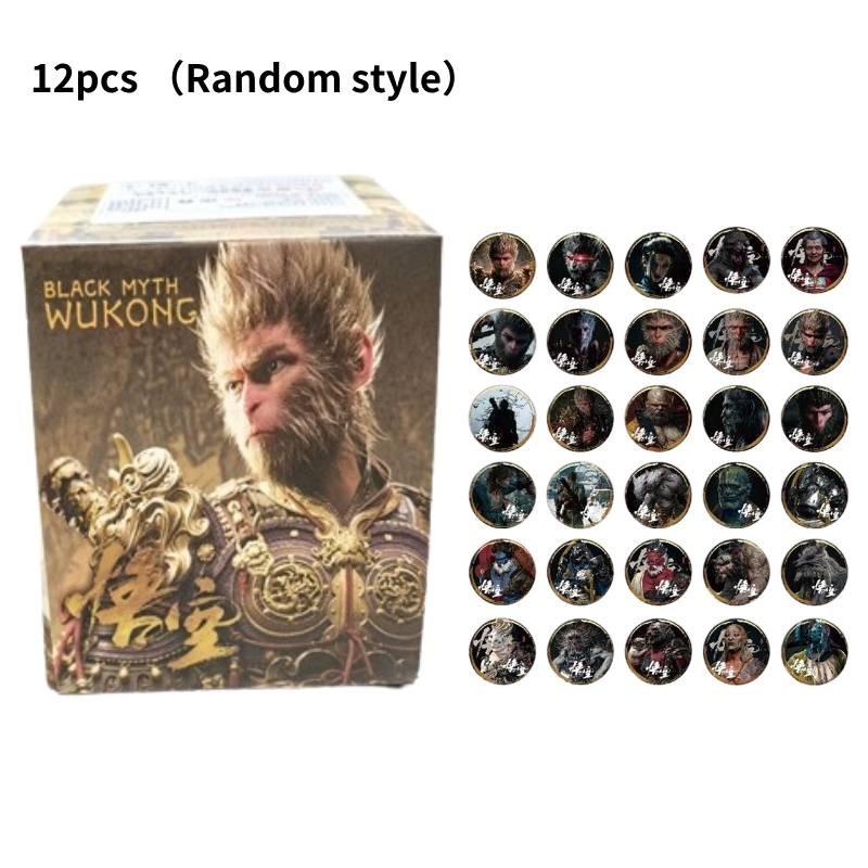 Уникальный набор значков Black Myth Wukong из 12 ярких жестяных значков 58 мм для коллекционеров
