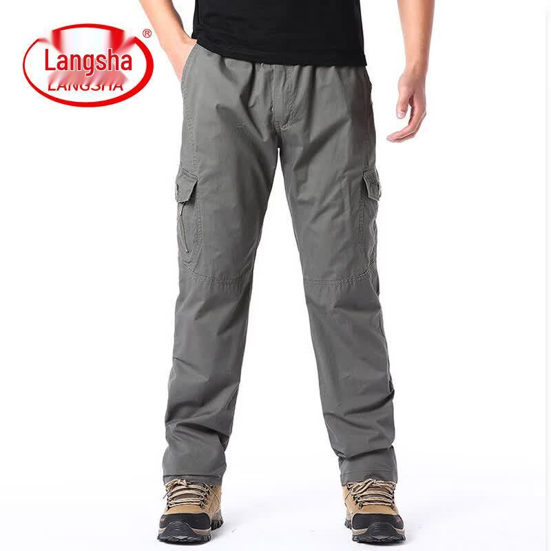 LangSha Men s Multi-Pocket Loose Cargo Pants XL