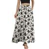Maxi Skirt Adjustable Drawstring Elastic High Waist Long Skirt with Large Hem Floral Print Pockets Women Skirt