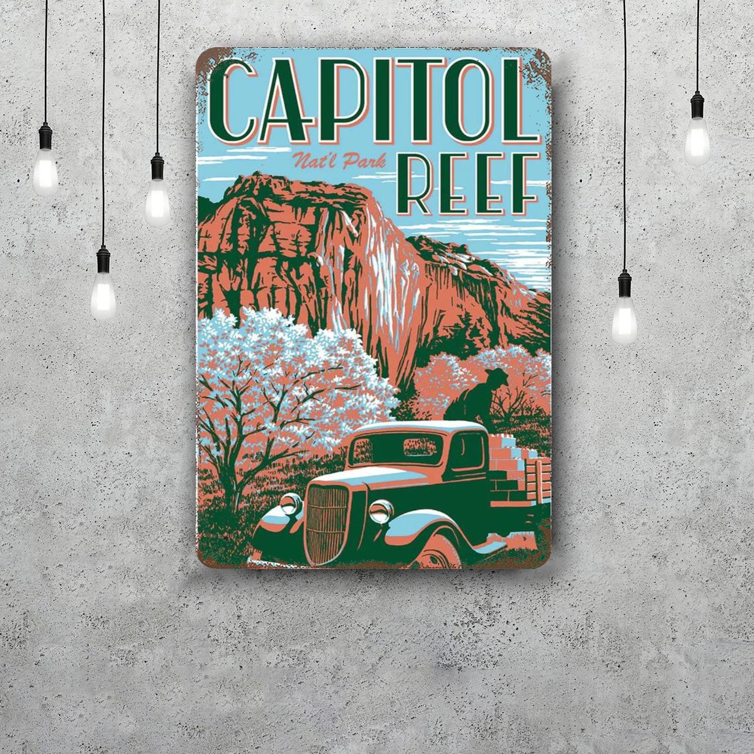 

capitol reef national park Decor Poster Vintage Tin Sign Metal Sign Decorative Plaque for Pub Bar Man Cave Club Wall Decoration 20x30cm（7.8x11.8inch）