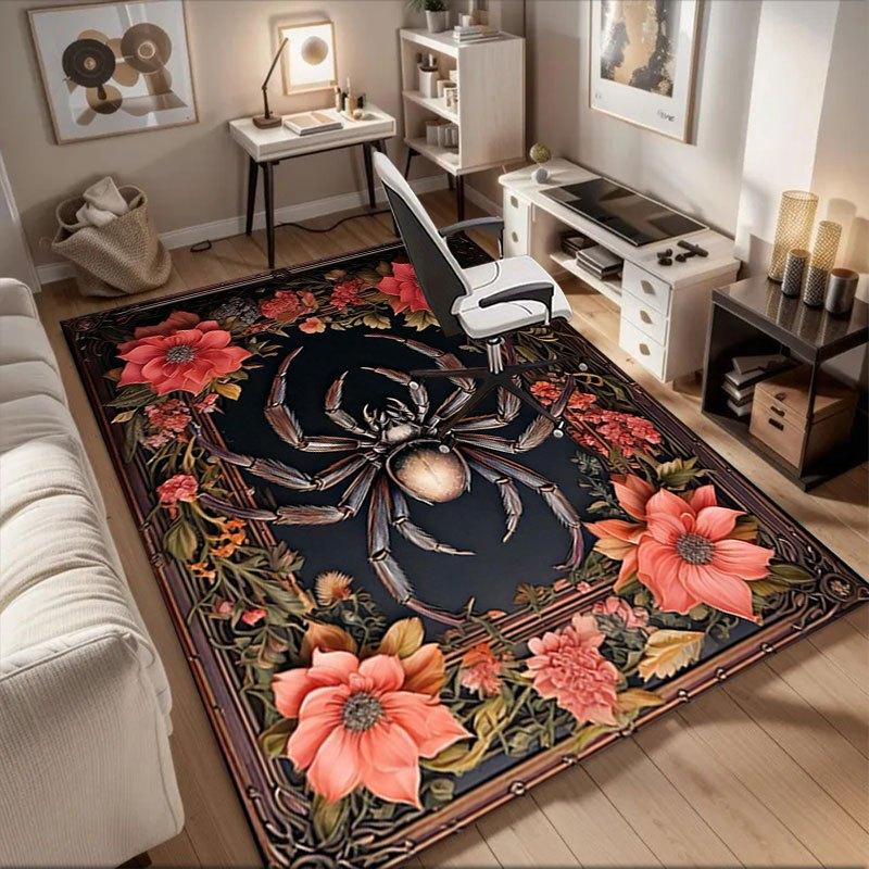 

Floral Framed Spider Wall Art Decor Office Mat Home Decor Office Desk Chair Rugs Chair Carpet for office Chair Mat Gift For Halloween & Chr 60cm by 90cm