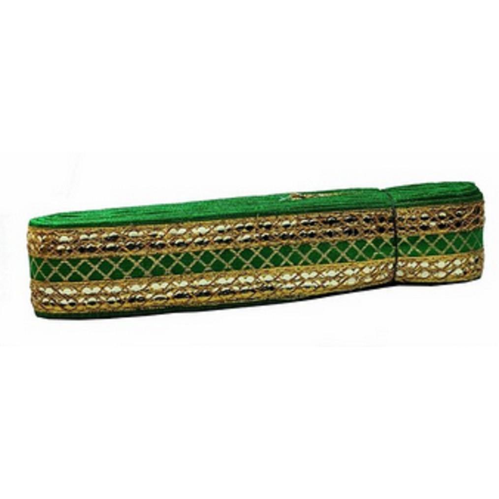 @ Green & Golden Gota Patti Embroidery Trim Lace Border 9 Mtr 78 Gm UKR1025_60%OFF