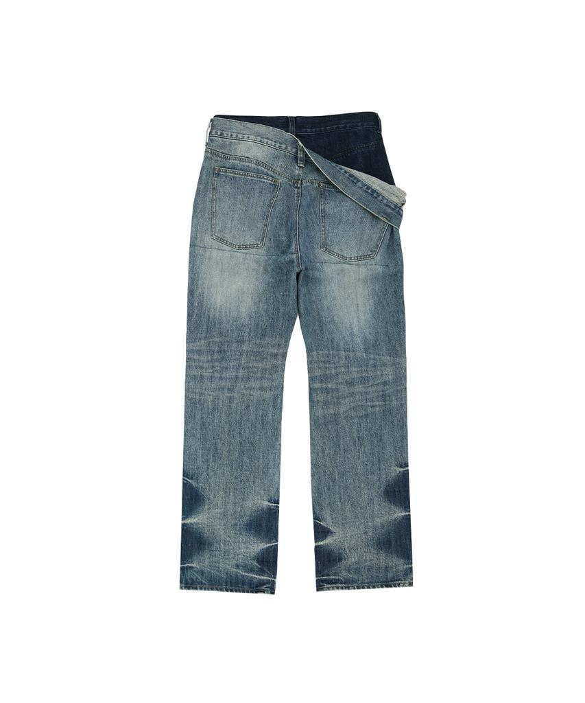 ADSB ANDERSSON BELL Unisex Asymmetric Layered Wide-Leg Jeans Apa871U(Blue)