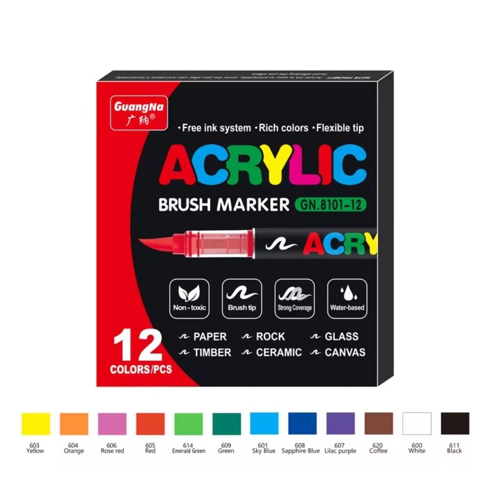 Christmas Gift Acrylic Paint Pens DIY Crafts Rock Painting Pens New Markers Brush  Wood Canvas
