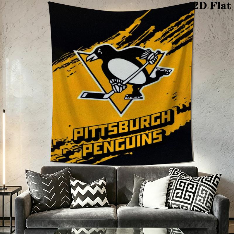 Pittsburgh Penguins Wall Tapestry Aesthetic Wall Hanging Printed Fabric Blanket Decorative Tapestries for Bedroom Living Room Home Decor