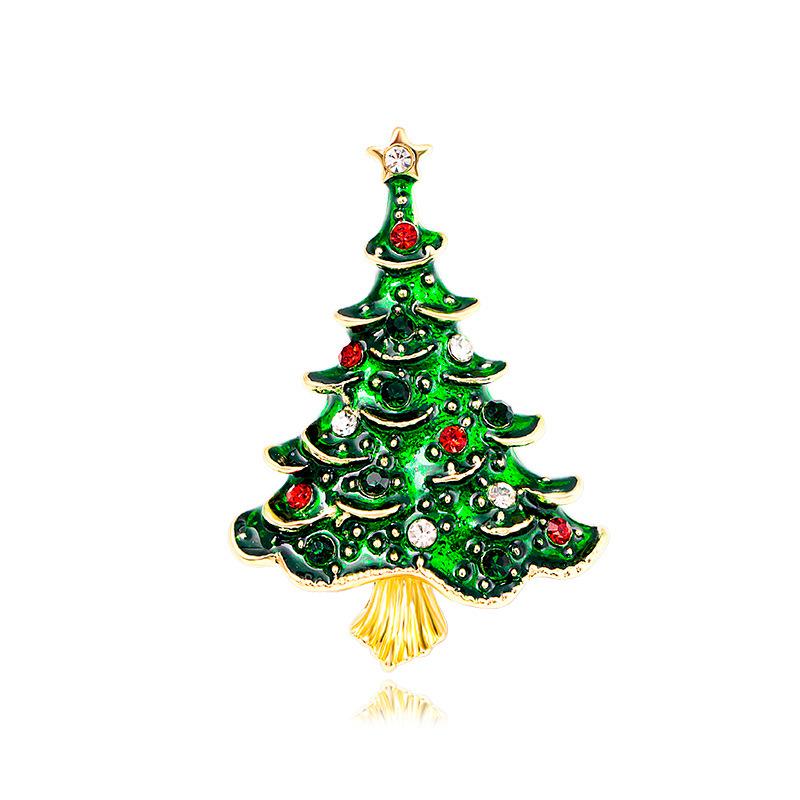 Wuli&baby Green Enamel Tree Brooches Women Men Christmas Tree Party Causal Office Brooch Pins Gifts