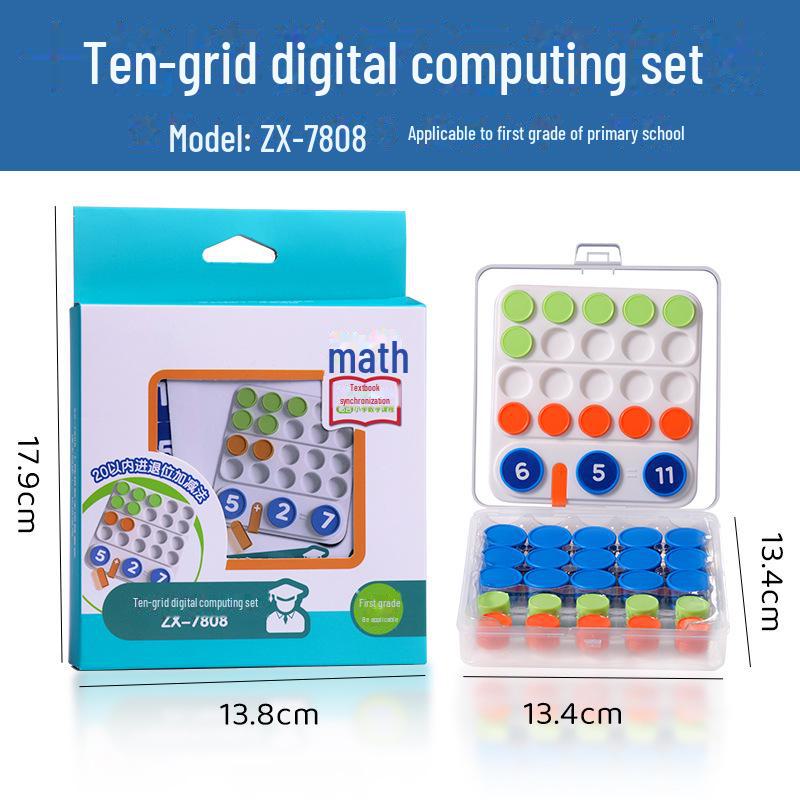 ZX-7808 Ten-Grid Digital Set: Elementary Math Counting Discs for Addition and Subtraction
